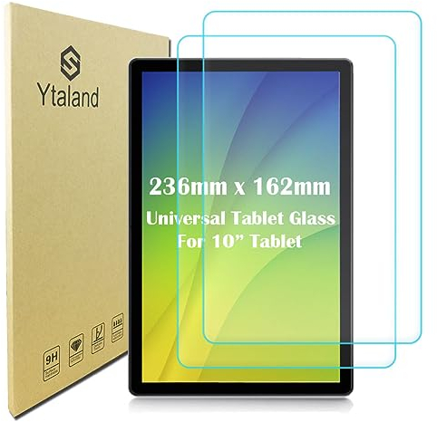 Ytaland Universal Schutzfolie für Panzerglas für Tablet 9.6 Zoll -10.1 Zoll, 2 Stück 9H Härte Displayschutz, HD Clear Panzerfolie Displayschutzfolie Panzer Schutz Glas [9.29 Zoll x 6.38 Zoll]