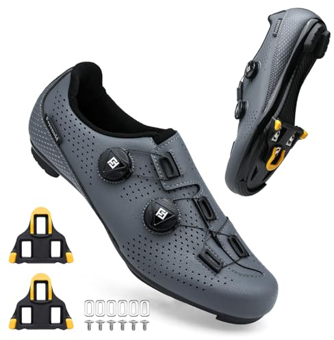 Feyenold Chaussures de vélo pour Hommes &Femmes compatibles SPD-SL Pedal,Compatible l'installation SPD/Look KEO Cleats Lock Triangle