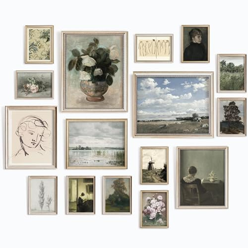 97 Decor Vintage Wall Art Set, 16 French Country Prints, Unframed