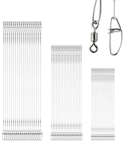 QISHUO Stainless Steel Fishing Leader Freshwater Rigs Saltwater Fishing Leaders Strength Lure Snap Wire Leader Line White Nickel 60pcs