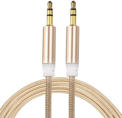QUARKZMAN 4 Cavi Aux 3.5mm Maschio a Maschio Corda Intrecciata in Nylon 3Ft 3 Poli Cavo Ausiliario Stereo Oro per Cuffie, Smartphone, Stereo Casa/Auto, Altoparlanti, Computer