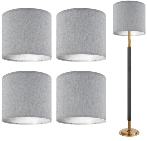4PCS Lampshades for Table Lamps, Grey Modern Lamp Shade Cover for Floor Lamps, Ceiling Lights, Living Room, Bedroom, Office Decor, 26x18cm Stylish Cylinder Light Shades Easy to Install and Replace