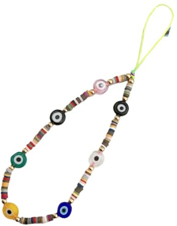 TMTGTS pärlor mobiltelefonkedja nyckelring onda ögat halsrem onda ögon mobilhänge mobiltelefon nyckelband armband mobiltelefonrem handrem telefonkedja för mobiltelefoner USB-enheter nyckelkort