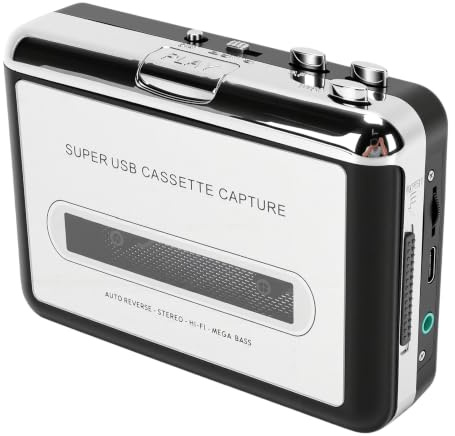 Luocute Reproductor de Cinta de Casete USB, con Convertidor Digital MP3 para PC Portátil, Conector para Auriculares, Inversión Automática, Plug and Play para Digitalización de Música