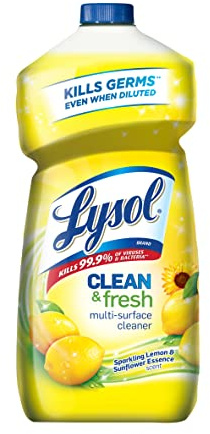 Lysol Multi-Surface Cleaner, Sanitizing and Disinfecting Pour, to Clean and Deodorize, Sparkling Lemon and Sunflower Essence, 40 Fl Oz
