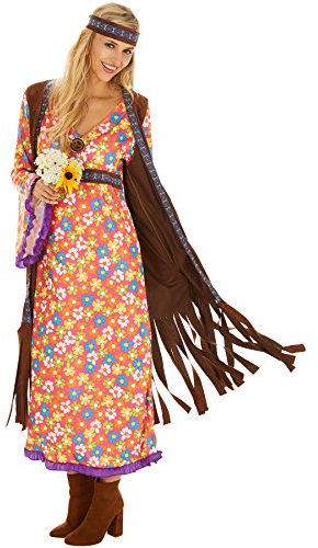 dressforfun Damen 60er Jahre Kostüm, Hippie Kostüm, Mode Damen, Kostüm Hippie Frau, Hippie-Kostüm, Flower Power Kostüm, Hippie Damen, Kleid, Fransenweste Damen Hippie, Kostüme Fasching Damen- XXL