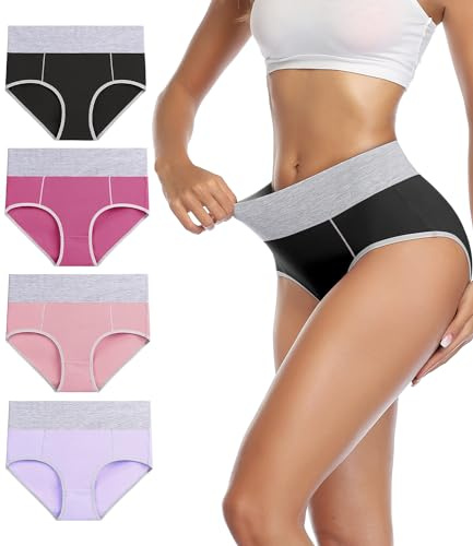 wirarpa Culotte Femme Coton Culottes Taille Haute Slip Sport ,XL,Multicolore-a-lot de 4