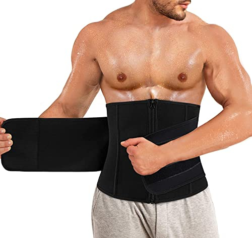 Gotoly Herren Gewichtsverlust Gürtel Fettverbrennung Bauchweggürtel Sport Fitnessgürtel Body Shaper Abnehmen Schwitzgürtel Verstellbarer Neopren Sauna Taille Trimmer Mit Klettverschluss (Schwarz, 2XL)