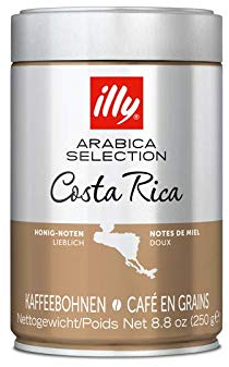 illy, Café en Grano Arabica Selection Costa Rica, 100% Arábica con Notas de Caramelo, Chocolate y Vainilla, Sabor Dulce, 1 lata de 250g