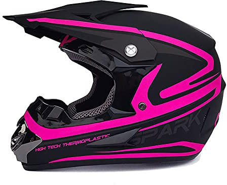 Woljay Casco da Motocross Occhiali Moto Cross Integrali AVT per Downhill Offroad Scooter bambini Adulti - 3 regali (L, Viola)