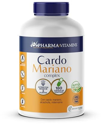 Pharma&Vitamins - Cardo Mariano Complex - Favorece la Detoxificación del Hígado - 180 Cápsulas Vegetales para el Bienestar Hepático