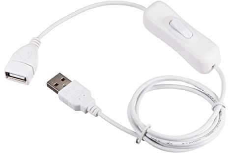 QUARKZMAN 100cm Extensión Cable x 1uds USB Macho a Hembra Adaptador Cable con ON/OFF Interruptor para Computadora y LED Escritorio Lámpara, [Blanco]