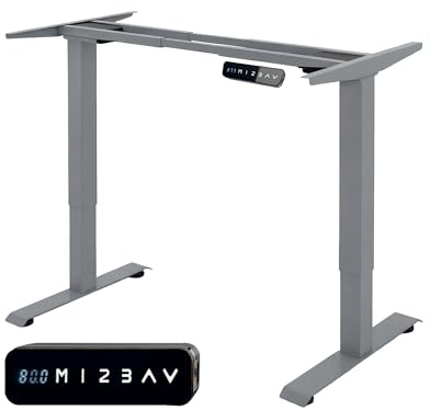 unycos - Marco de Escritorio Elevable Eléctrico con Doble Motor, Función de Memoria y Puertos USB-C, Ajustable en Altura 70-118cm y Ancho 90-160cm, Mesa de Ordenador para 120 kg (Gris, Core Dual)