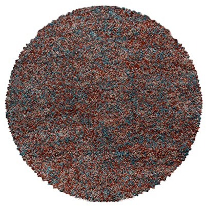 Carpetsale24 Runder Hochflor Teppich Ø 200 cm Terrakotta – Großer Shaggy, Flauschig & Pflegeleicht, Meliert, Jute-Rücken – Für Wohnzimmer, Esszimmer oder Lounge