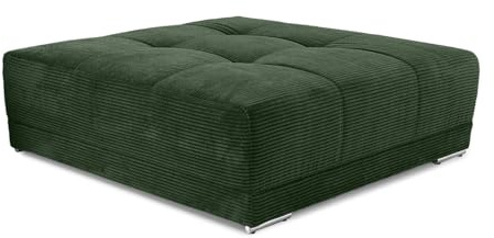 XXL-Hocker B120/T120/H39 cm mit Federkernpolsterung und markanten Steppungen in der Sitzfläche, passende Ergänzung zum Big Sofa 15172, modischer Cord-Bezug in Grün / 15176