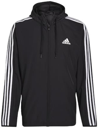 adidas Mäns Essentials 3-ränder Tricot Track-jacka, Svart/vit, S