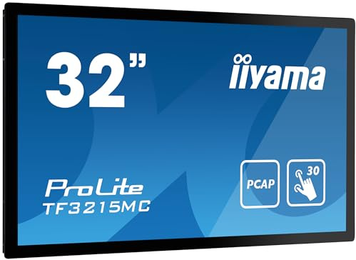 iiyama Prolite TF3215MC-B2 80cm 31,5 VA LED-Monitor Full-HD Open Frame 30 Punkt Multitouch kapazitiv VGA HDMI DisplayPort 24/7 IP65 IK-7 7H Touch-durch-Glas schwarz