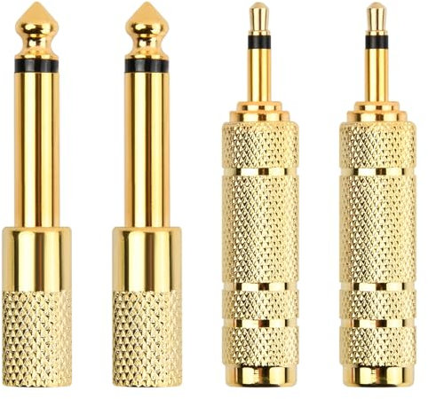 Shengxi Adattatore Cuffie, 4Pcs Converter da 3,5 mm a 6,35 mm, Connettore Jack Stereo Aux 6.3 a 3.5 Placcato Oro per Pianoforte Chitarra Amplificatore
