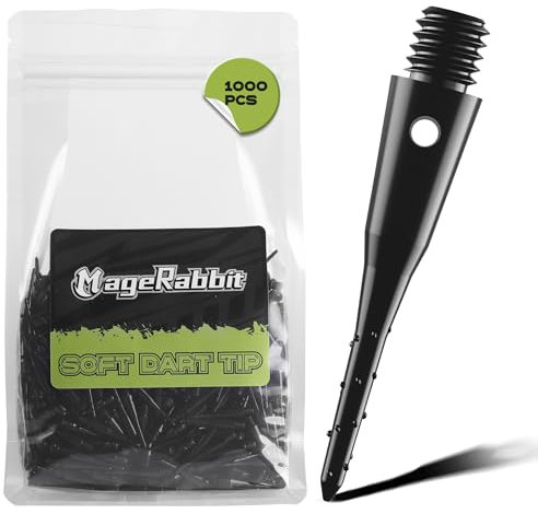 MageRabbit 1000pcs Kunststoff-Dart-Spitzen,Softdart Spitzen Mit 2BA Gewinde,weiche Dart-Spitzen CL05