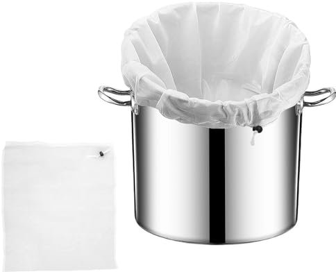SMCEHEYA Reusable Straining Bag 46x40CM Brew Bags with Fine Mesh and Drawstring Closure for Making Jam Straining Nut Milk Brewing Beer Grape Wine Nylon Straining Bag