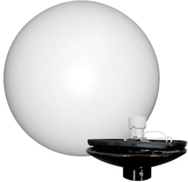 EXTRUMOL Kit de Iluminación Exterior – Difusor Esférico Polietileno 30CM Opal + Base Policarbonato E-27 Negro – Ideal para Jardines, Parques, Caminos y Espacios Públicos