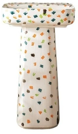 Lavabo sur colonne moderne - Lavabos sur pied intérieurs et extérieurs, lavabos de salle bains en céramique avec vasque rectangulaire, bassin d'art bohème moderne(B)