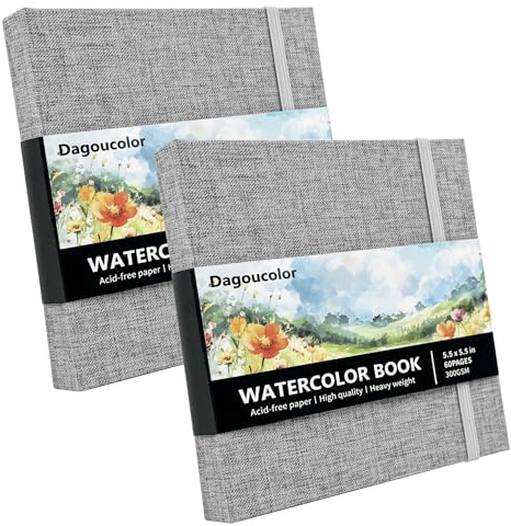 DagouColor Watercolor Sketchbook, 2 Pack, 30 Sheets Each - Grey, 14 * 14cm