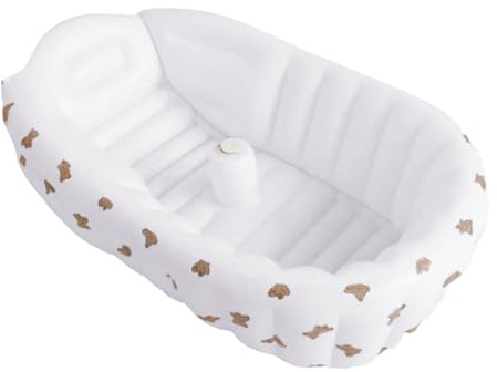Tktouci Bañera Inflable para Bebé - Bañera para Niños Pequeños - Asiento Plegable Ergonómico Para Baño En Lavabo Pileta Exterior Playa Piscina Viaje Verano