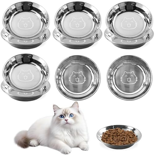 10 Stück Katzennapf Edelstahl,Futternapf Katze Set,Fressnäpfe für Katzen Edelstahl,Napf Fressnapf,Katzenschüssel Katzen,Katzenteller Futterschale,Futternapf Katze für Nass und Trockenfutter