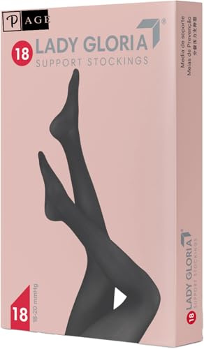 p age Gloria Med Lady Collant Calibrato a Compressione Graduta, Collant di Supporto 18-20 mmHg, Calze per Donna Dinamiaca, Comfort Ottimale, Colore Nero