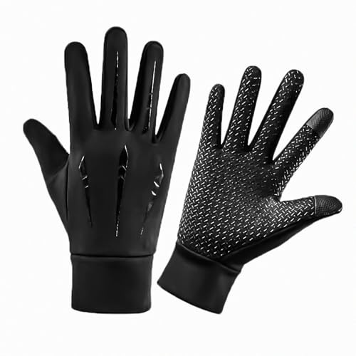 ZEMINRI Cycling Gloves for Men and Women Black Gloves Warm Biking Touchscreen Fingertips Running Hiking Gloves with Thin Fleece Soft Glove Non Slip Palm for Sports Outdoor (Black)
