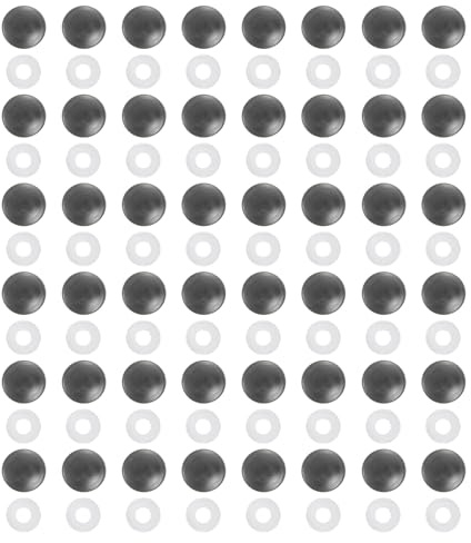 uxcell 50Pcs Plastic Decorative Caps, 12mm Mirror Nails Decorative Cover with 8mm Hole Washer Snap-in Caps Screw Covers for Furniture Cabinet Mirror, Dark Gray