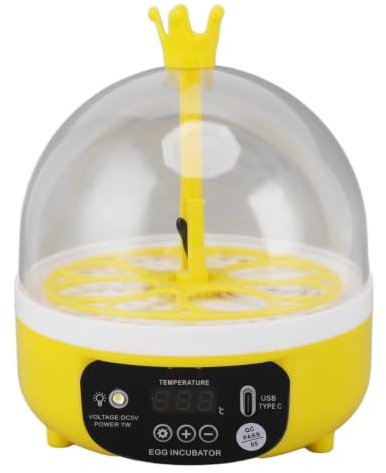 Zerodis Mini Egg Incubator, ABS Material, Automatic Temperature Control, Hatching Machine for Chicken and Duck Eggs, 7 Watts, Ideal for Home Use (Auto Turning)