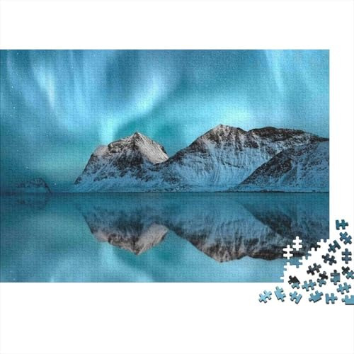 Nördlich Lichter Mountain_1 Premium Papier Pussel Aurora Isle Pussel Knifflig Bildend Detailliert Premium för Erwachsene och Barn Ab 14 år 70 x 50 cm/1 000 Teile