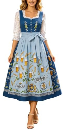 Dirndl Donna Nero Dirndl Midi Abito Tradizionale Lungo Costume Bavarese Abito Tradizionale Elegante Abito Medievale con Corpetto da Annodare in Vita per Occasioni Festive Tracht Cocktail