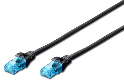 Digitus LAN Cable Cat 5e - 1m - CCA Network Cable with RJ45 - U/UTP Unshielded - 1 Gbps - Compatible with Cat6 and Cat6A - Black