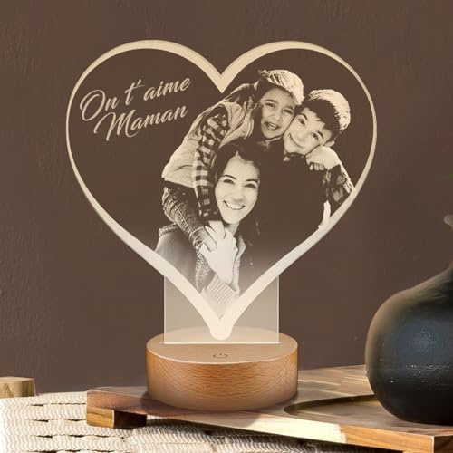 Lampephoto.fr Fotogeschenke. Personalisierte fotolampe für Muttertag, Muttertagsgeschenk, 3D lampe led mit foto geschenke für mütter, mama geschenk für mama geburtstag frauen