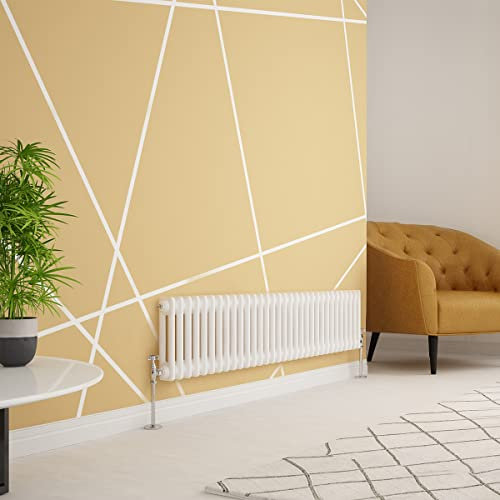 Warmehaus Traditional Radiator Double Column White Horizontal Cast Iron Style Central Heating Radiator -300 x 1460mm