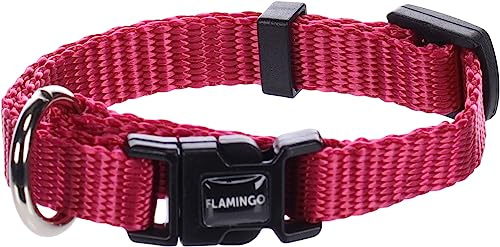 Flamingo Halsband für Hund Ziggi kirschrot XXS - 15-25cm 10mm - Stufenlos verstellbar - Mit zugentlastung