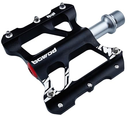 BOWOD Kids MTB Pedals Youth Bike Pedals with 9/16 Cr-Mo Spindle, CNC Aluminum Metal Flat Platform Pedals, Small Road Bike Pedals Womens MTB Flat Pedal Clipless, Non-skid Mountain Bike Pedals 10 Studs