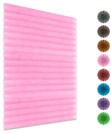 DEZYPZAM Plissee-vorhänge, Plissee ohne Bohren, Plissee ohne Bohren verdunkelung, Thermo Plisseerollo, lichtundurchlässig Plisseerollo (Rosa,60x180cm)