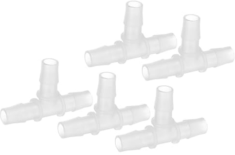 PATIKIL 1/2 tum plast T-slang hullingarbeslag, 5 st lika T-formade 3-vägs skarvmaskin adapter unionens skärningsdel taggad delad för luft vatten bränsle gasvätskerör, transparent