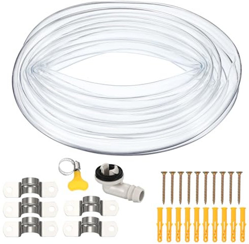PATIKIL 16.4Ft Air Conditioner Drain Hose, Universal AC Drain Hose Portable Leakproof Air Conditioner Drain Kit with 15mm 90 Degree Hose Connector and Clamp for AC Mini Split Unit Parts
