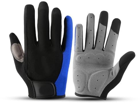 GFDSGRE Motorradhandschuhe MTB Bike Sport Fahrradhandschuhe Vollfinger Herren Damen Laufen Fitness Fitnessstudio Frühling Sommer Reiten Motorradhandschuhe Motorrad Handschuhe(A0050-BU,L)