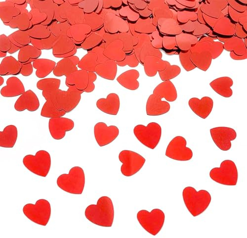 30g Heart Table Confetti,Love Heart Sequins for Crafting 1000 Pcs Heart Shape Scatter Confetti Sequin Art for Wedding,Anniversary,Birthday,Valentines Day Table Decorations DIY Crafts (Red Heart)