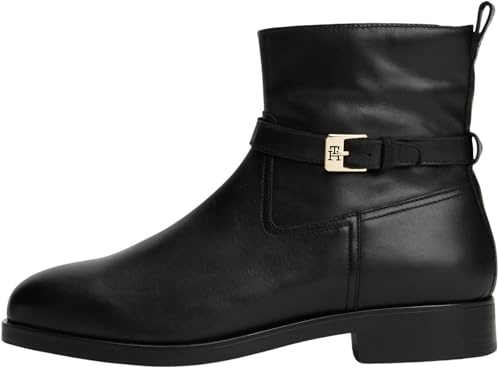 Tommy Hilfiger Donna Stivaletti Buckle Riding in Pelle, Nero (Black), 40