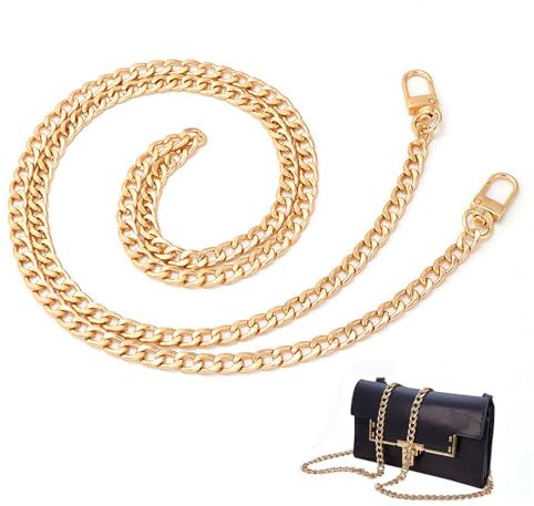 WANGENPING Kette für Tasche, 120cm Taschenkette, Taschenkette Gold, Schultergurt für Taschen, Metall Kettenriemen, Umhängetasche Handtasche Ersatzkette, für Tasche Handtaschen Crossbody 120cm