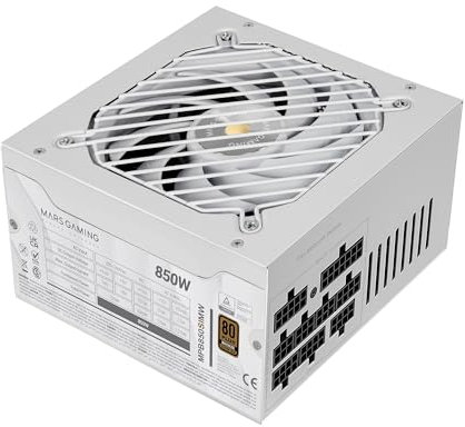 Mars Gaming MPB850SIM, Fuente Alimentación Full Modular ATX 850W, 7 Años Seguridad, 80Plus Bronze 230V EU, 90% Eficiencia, Ventilador SI Extreme Silence 140mm, Tecnologías AI2-RPM, DC-DC y SMD, Blanco
