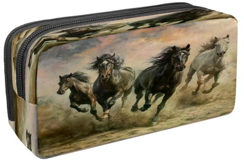 VAPOKF Trousse à crayons avec fermeture éclair pour garçons et filles, fournitures scolaires et de bureau, chevaux au galop, multicolore, 2.3x8.2x3.9in/6x21x10cm, Trousse à crayons