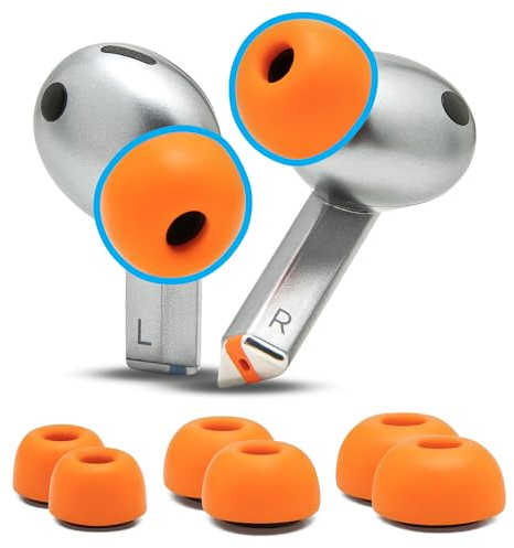 WC TipZ Galaxy – Embouts en Mousse à Mémoire de Forme Compatibles avec Samsung Galaxy Buds Pro 3 & Pro 4 par Wicked Cushions | Confort, Étanchéité & Rebond Améliorés | Orange